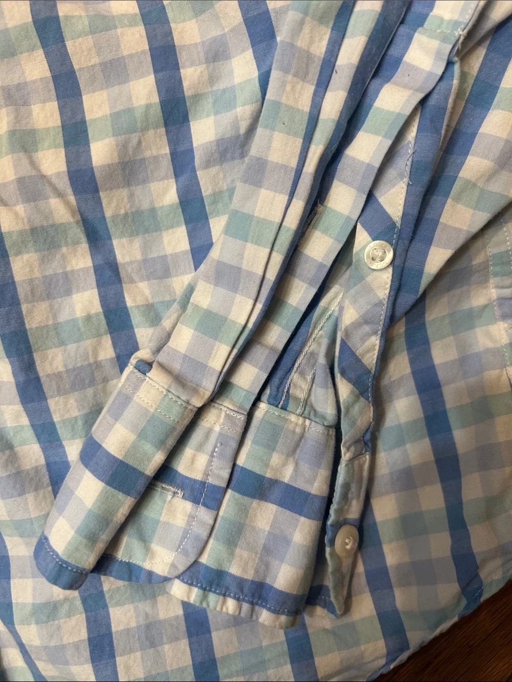 J. Crew Blue and White Plaid Button-Down Shirt